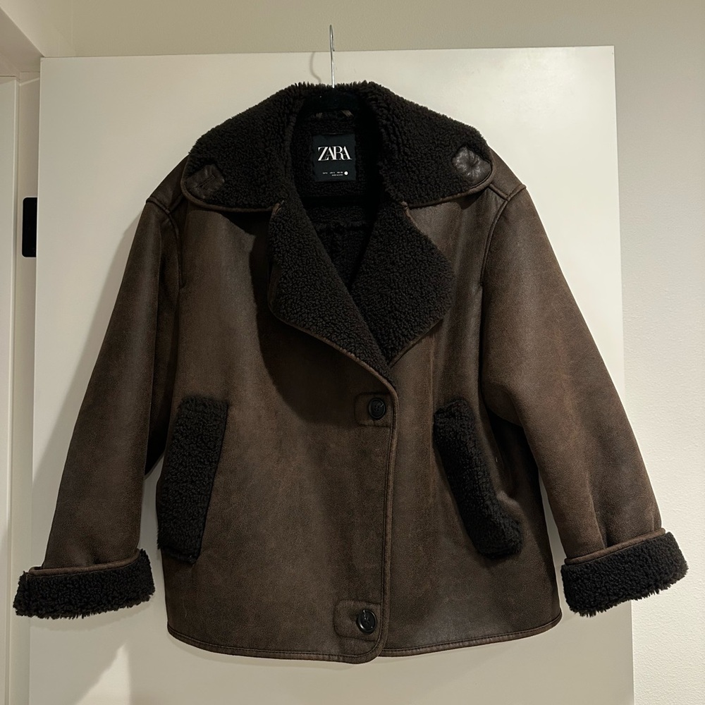Zara Brown Shearling Jacket - image 2
